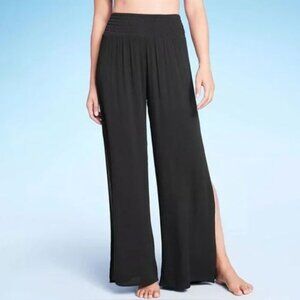 NWT Kona Sol Smocked Waist Side Slits Cover Up Beach Pants